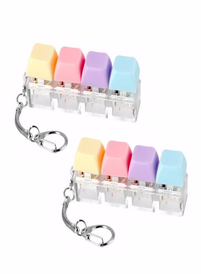 PKRFCJ 2 Pcs Keyboard Fidget, 4-Key Keyboard Fidget Clicker for Adults, Macaron Color, Relieve Stress and Anxiety, Keychain Accessories, Easy to Carry, Creative Gifts for Family and Friends - Image 1